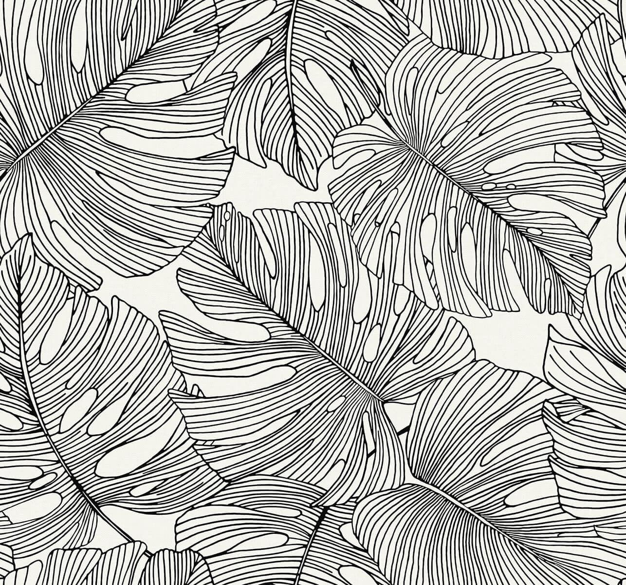 Seabrook Summer House Tarra Monstera Leaf Wallpaper - Contrasto