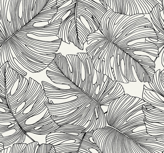 Seabrook Summer House Tarra Monstera Leaf Wallpaper - Contrasto
