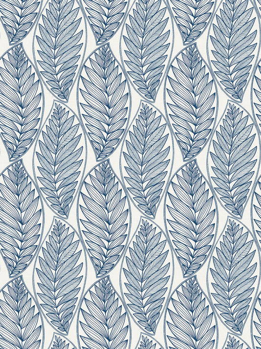 Seabrook Summer House Kira Leaf Husk Wallpaper - Blue Suede