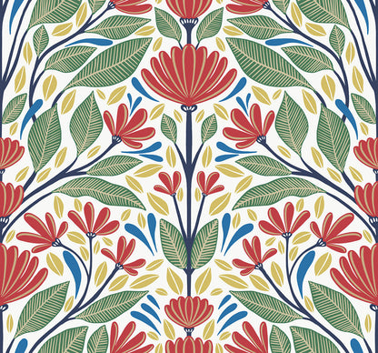 Seabrook Summer House Carmela Folk Floral Wallpaper - Primaries