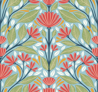 Seabrook Summer House Carmela Folk Floral Wallpaper - Summer Garden
