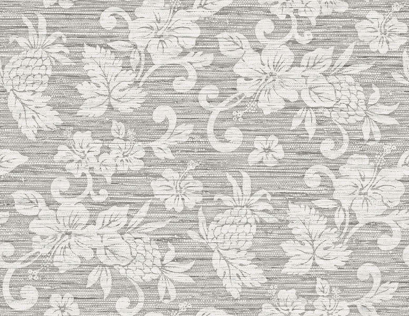 Seabrook Summer House Juno Island Floral Wallpaper - Half Moon Grey