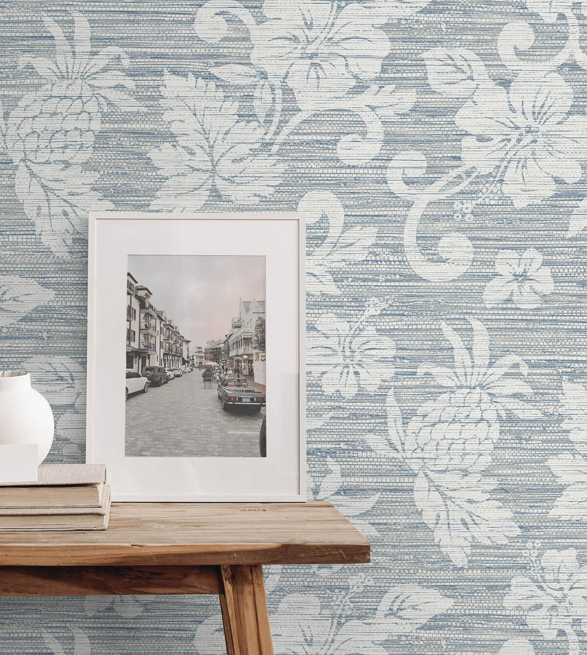 Seabrook Summer House Juno Island Floral Wallpaper - Fantasy Blue