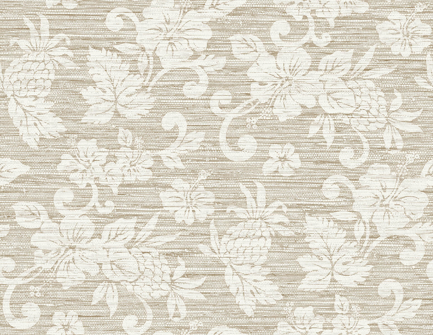 Seabrook Summer House Juno Island Floral Wallpaper - Balanced Beige