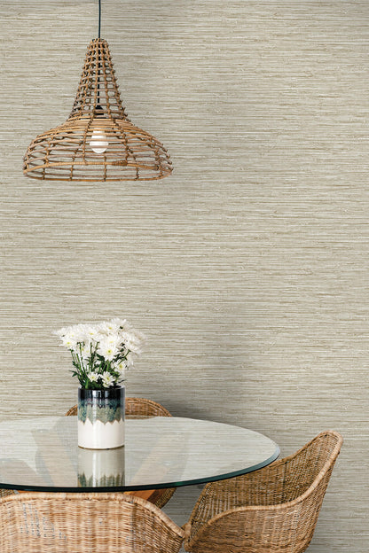 Seabrook Summer House Isla Faux Jute Wallpaper - Balanced Beige