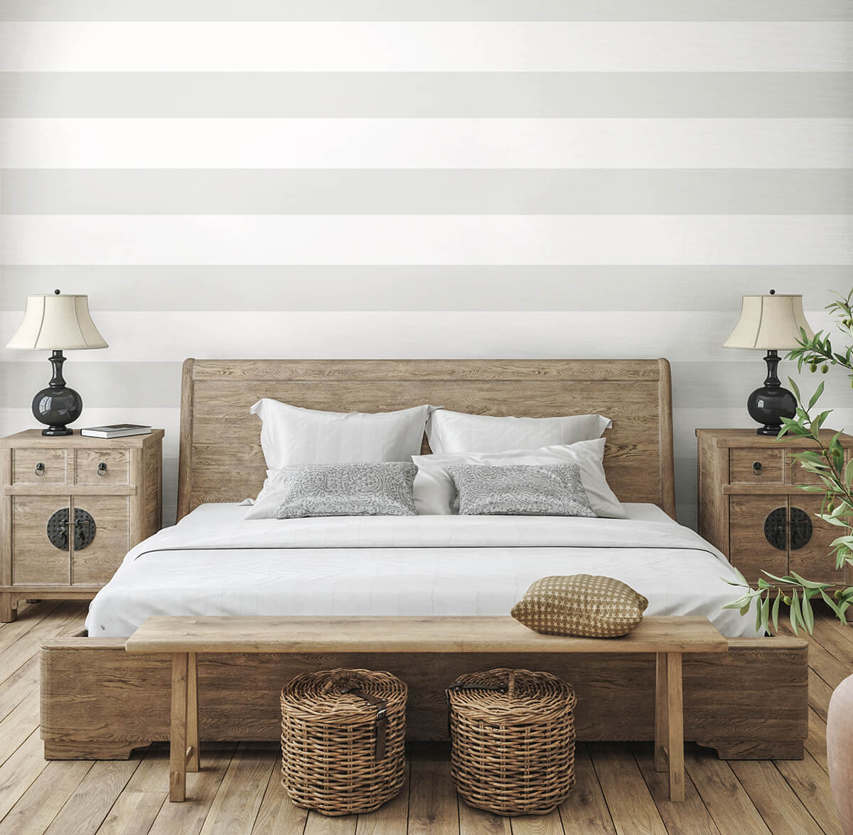 Seabrook Summer House Dylan Striped Stringcloth Wallpaper - Alaskan Grey