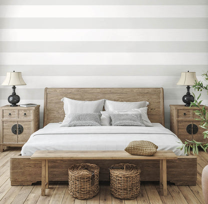 Seabrook Summer House Dylan Striped Stringcloth Wallpaper - Alaskan Grey