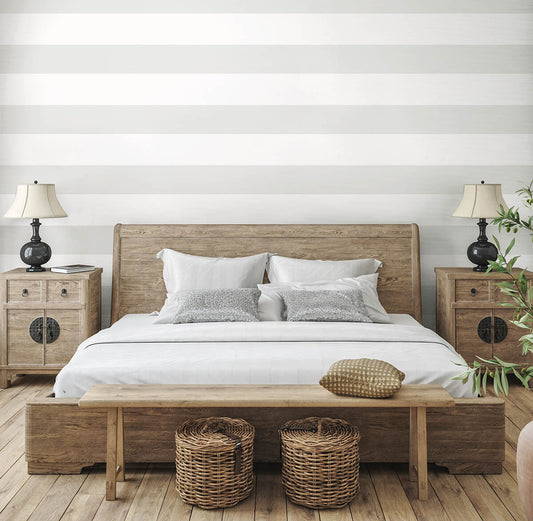 Seabrook Summer House Dylan Striped Stringcloth Wallpaper - Alaskan Grey