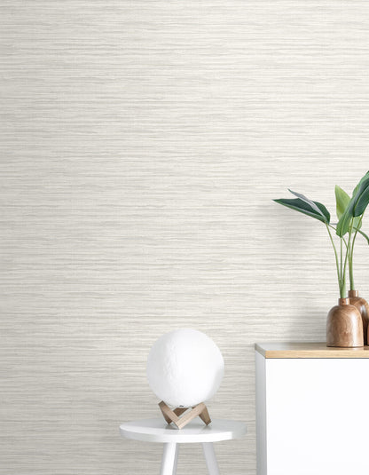 Seabrook Summer House Faux Stringcloth Wallpaper - Barley White