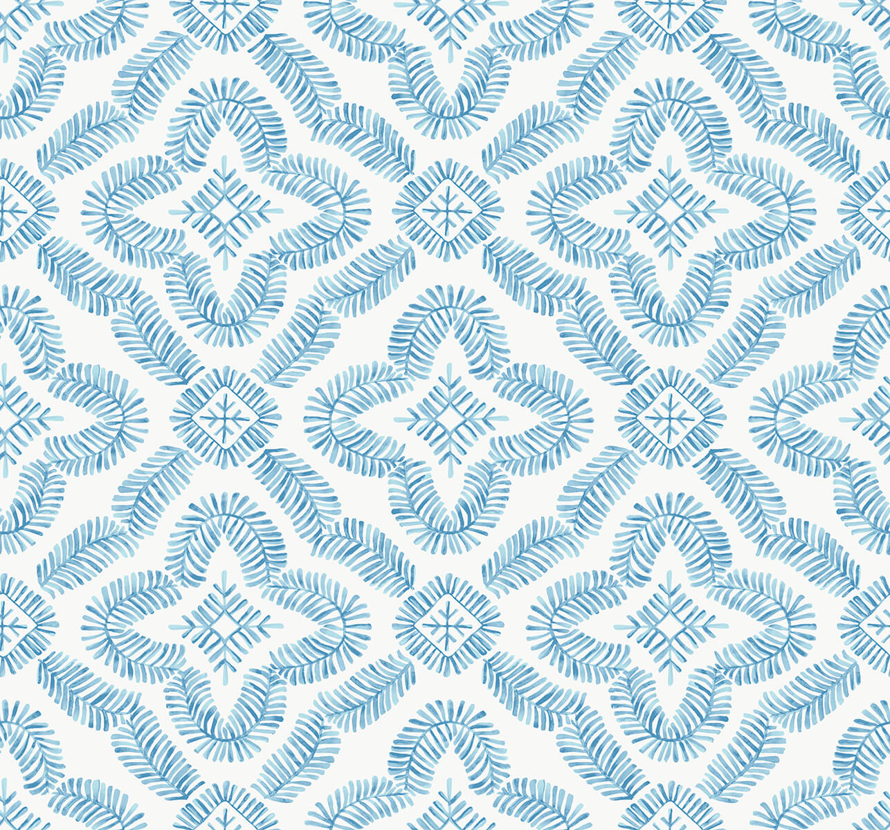 Seabrook Summer House Talia Botanical Medallion Wallpaper - Breezy Blue