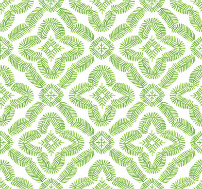 Seabrook Summer House Talia Botanical Medallion Wallpaper - Kiwi Green