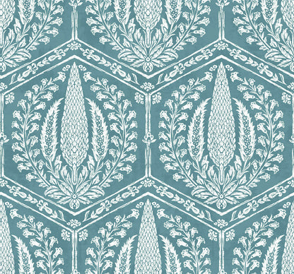 Seabrook Summer House Cyrus Harvest Wallpaper - Mediterranean Blue