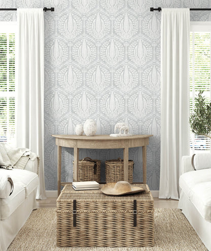 Seabrook Summer House Cyrus Harvest Wallpaper - Horizon Grey
