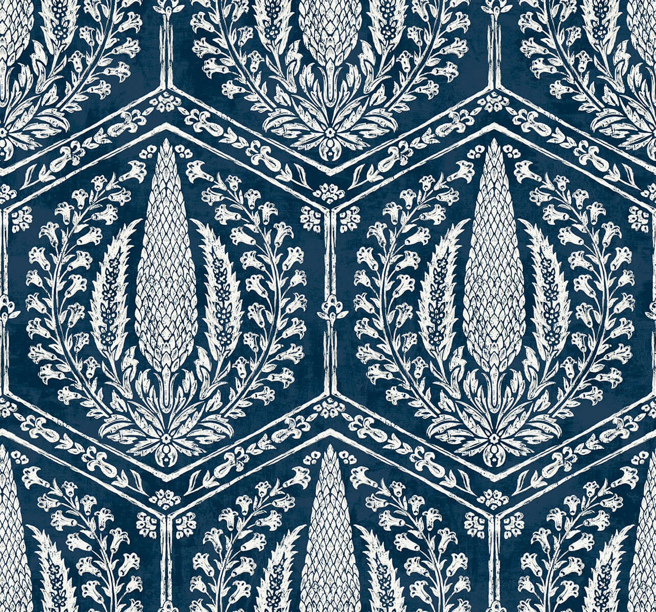 Seabrook Summer House Cyrus Harvest Wallpaper - Rich Navy