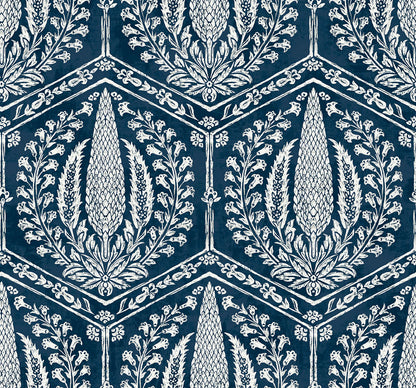 Seabrook Summer House Cyrus Harvest Wallpaper - Rich Navy