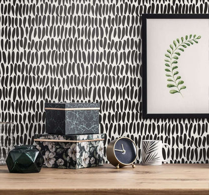 Seabrook The Simple Life Brushwork Wallpaper - Black & White