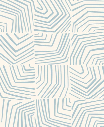 Seabrook The Simple Life Linework Maze Wallpaper - Sky Blue
