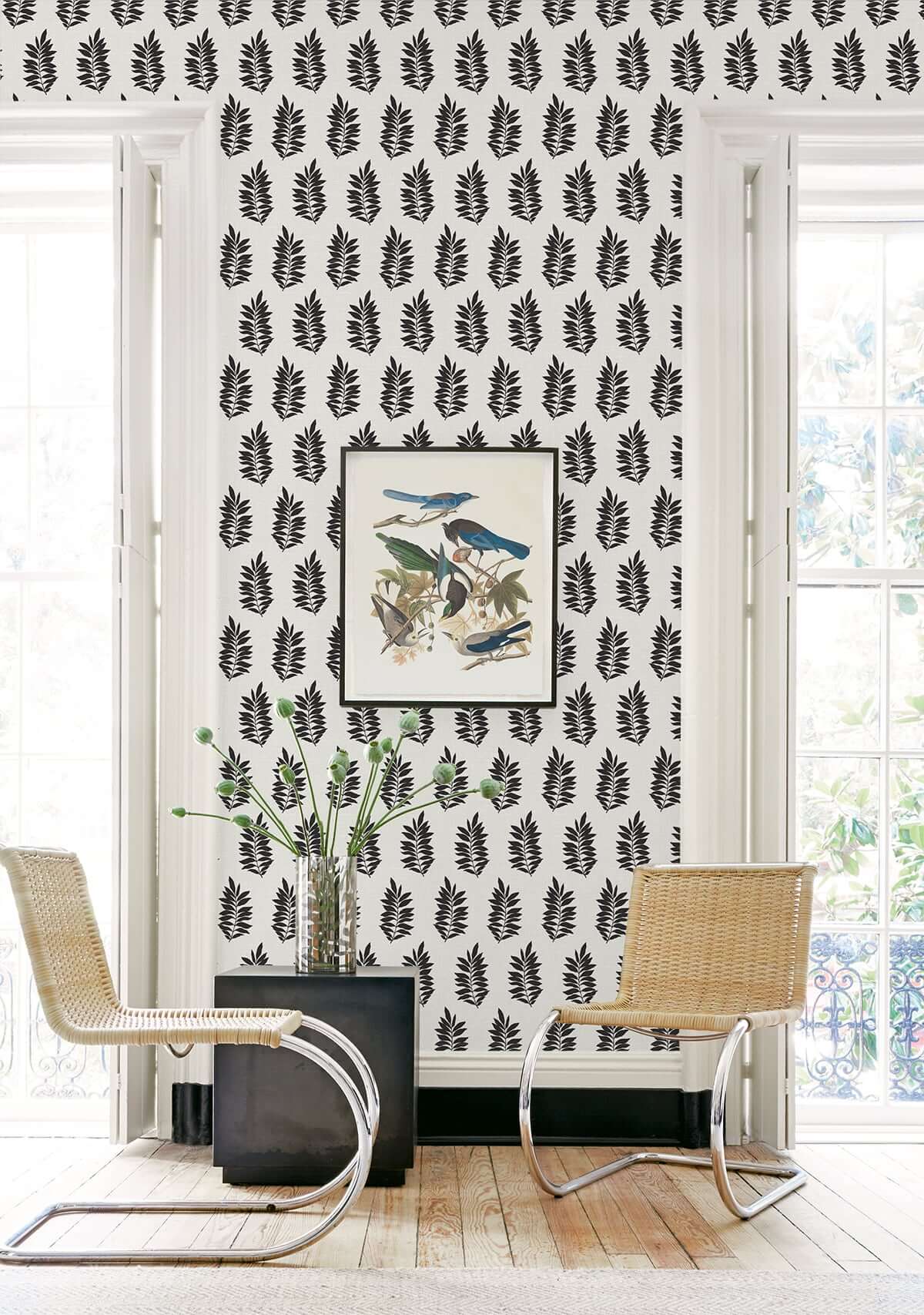 Seabrook The Simple Life Pinnate Silhouette Wallpaper - Onyx