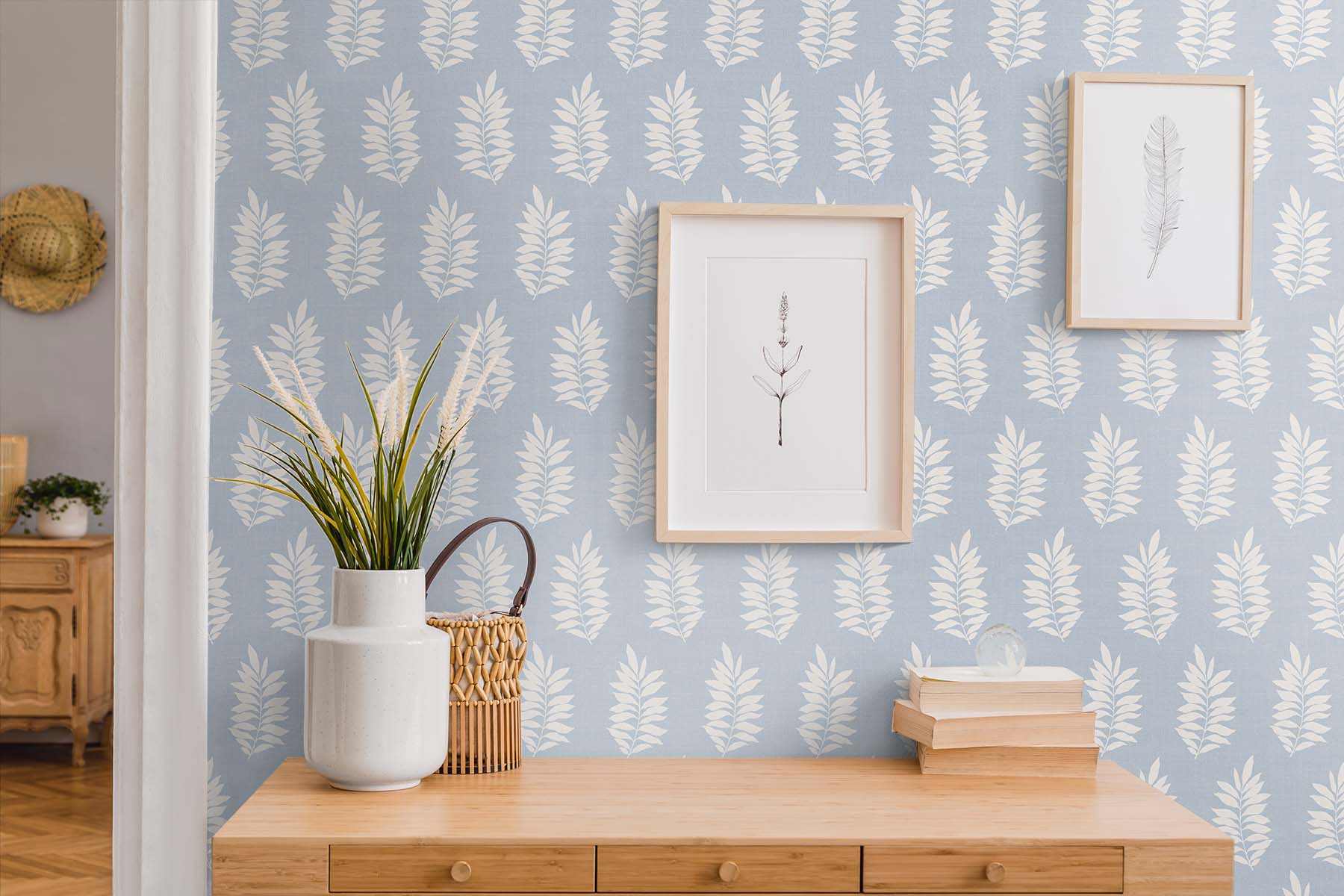 Seabrook The Simple Life Pinnate Silhouette Wallpaper - Iceberg