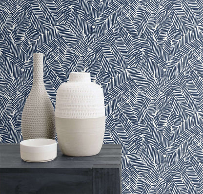 Seabrook The Simple Life Lush Wallpaper - Navy Blue