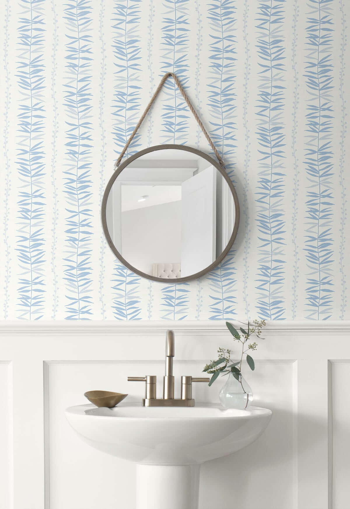 Seabrook The Simple Life Summer Garland Wallpaper - Sky Blue
