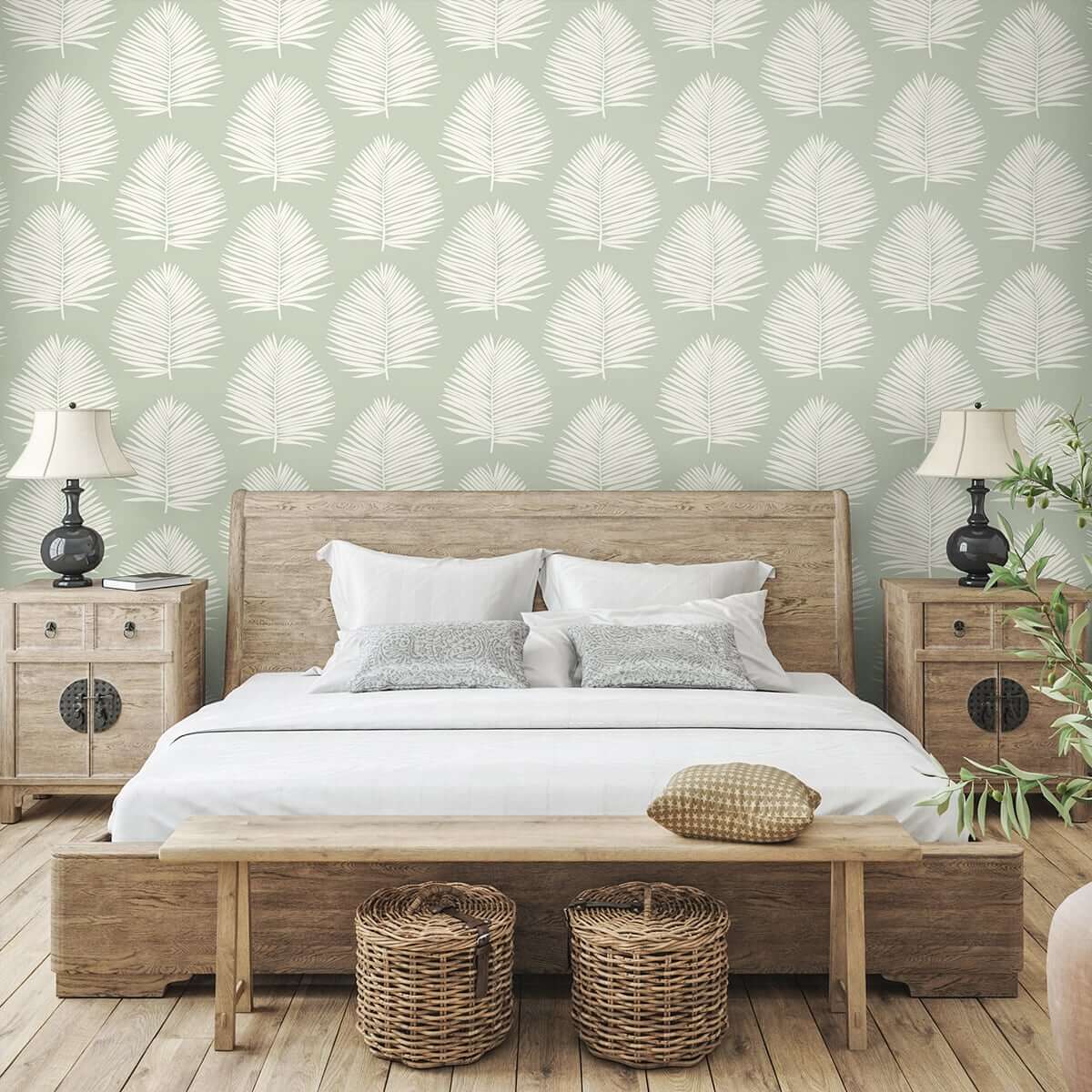 Seabrook The Simple Life Island Palm Wallpaper - Celadon