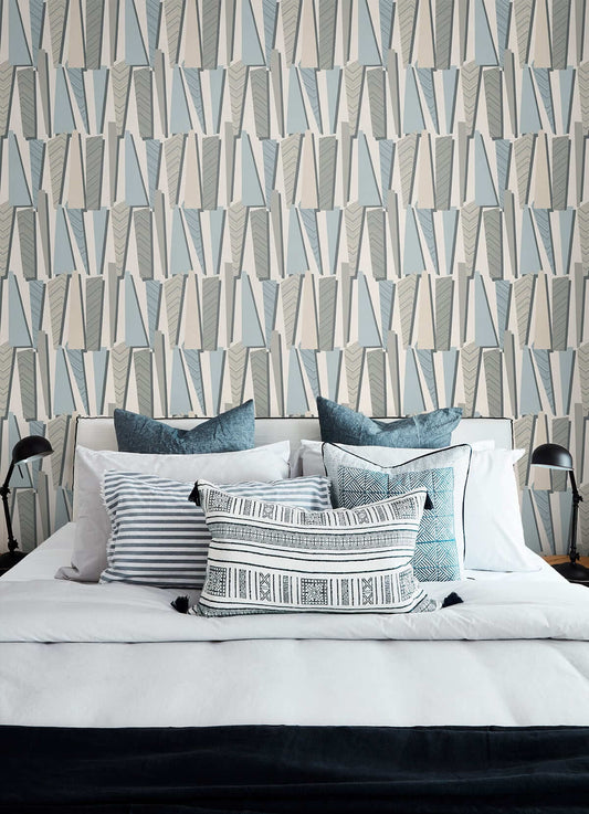 Seabrook The Simple Life Geometric Shadows Wallpaper - Aquamarine