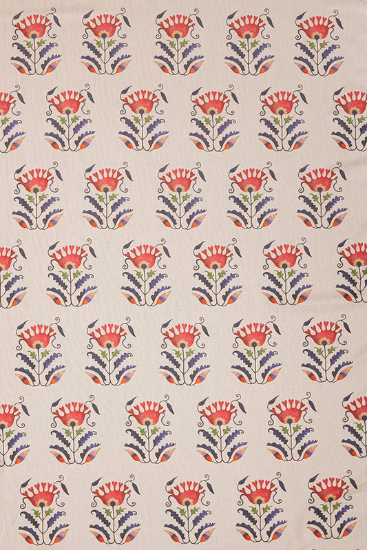 Suzani Flower Fabric by James Malone in Blue (02)