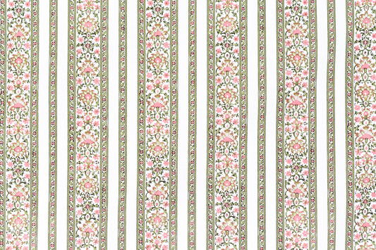 Shawl Stripe Fabric by Titley & Marr in Green & Rose