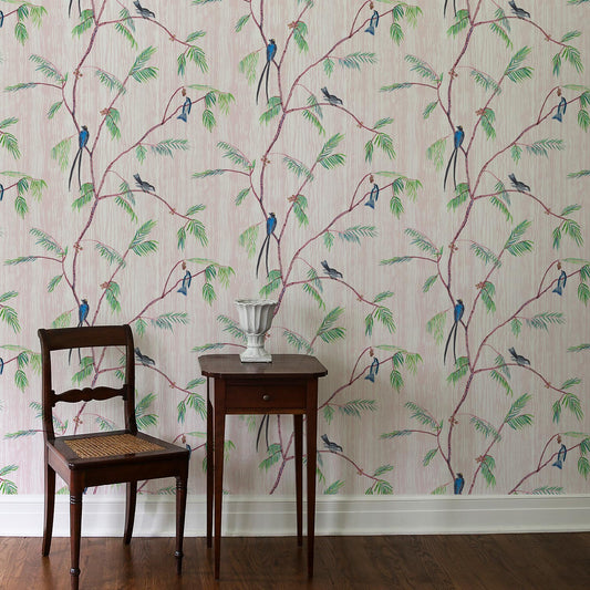 Shelby Wallpaper by Ferrick Mason in Blush Green Red