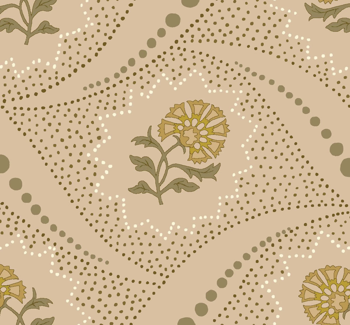 Sprigs Wallpaper by Betsy Textiles in Toast