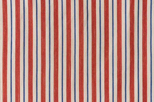 Three Stripe Fabric by Studio Atkinson in Terracotta & Blue