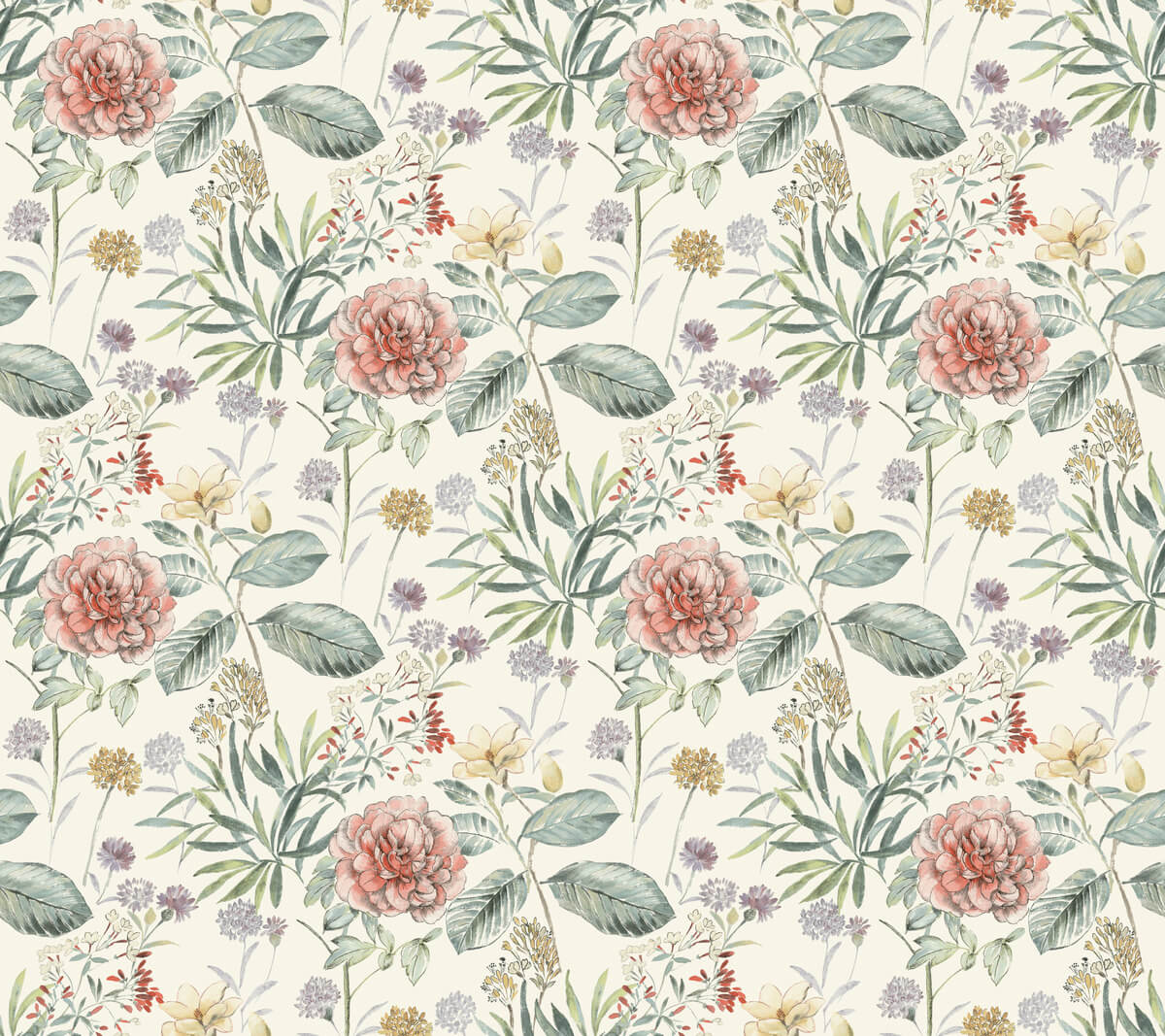 Handpainted Traditionals Midsummer Floral Wallpaper