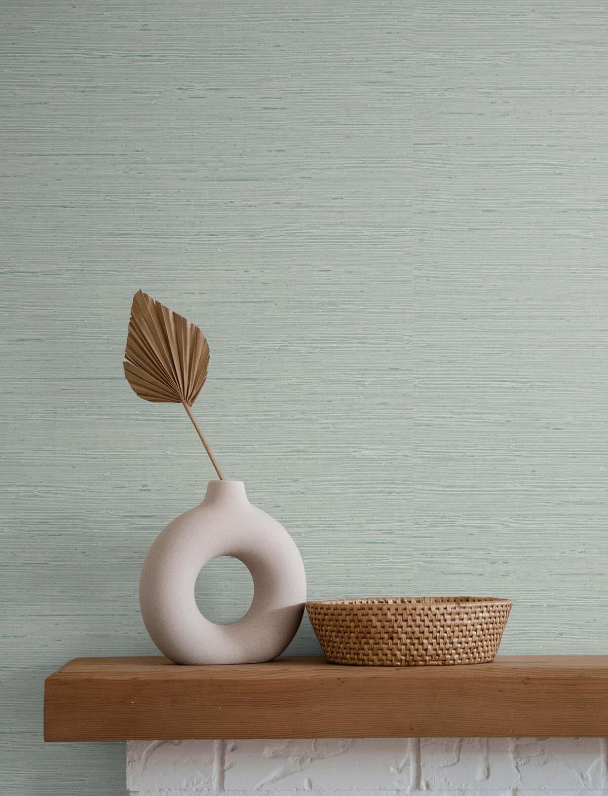 Seabrook Even More Textures Seahaven Rushcloth Wallpaper - Seaglass