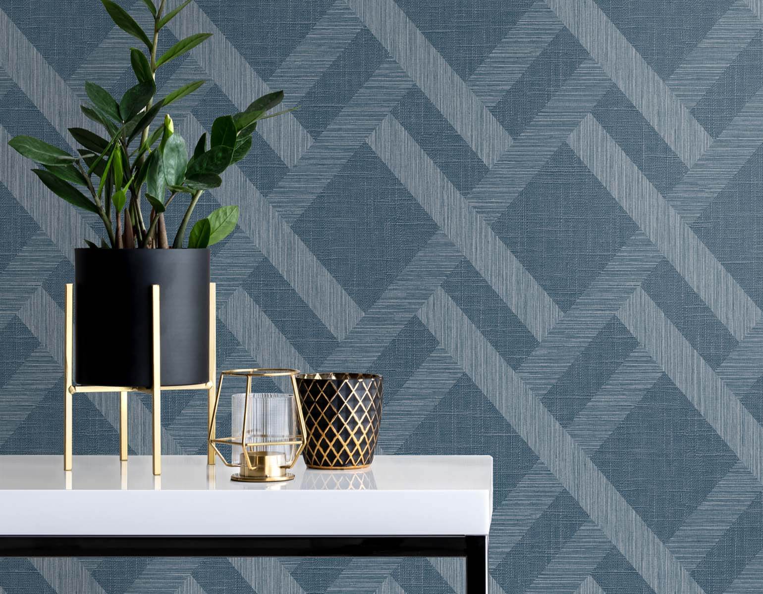 Seabrook Even More Textures Linen Trellis Wallpaper - Nautica