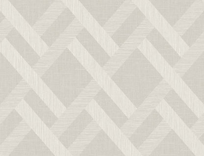 Seabrook Even More Textures Linen Trellis Wallpaper - Morning Fog
