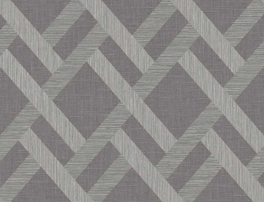 Seabrook Even More Textures Linen Trellis Wallpaper - Ash