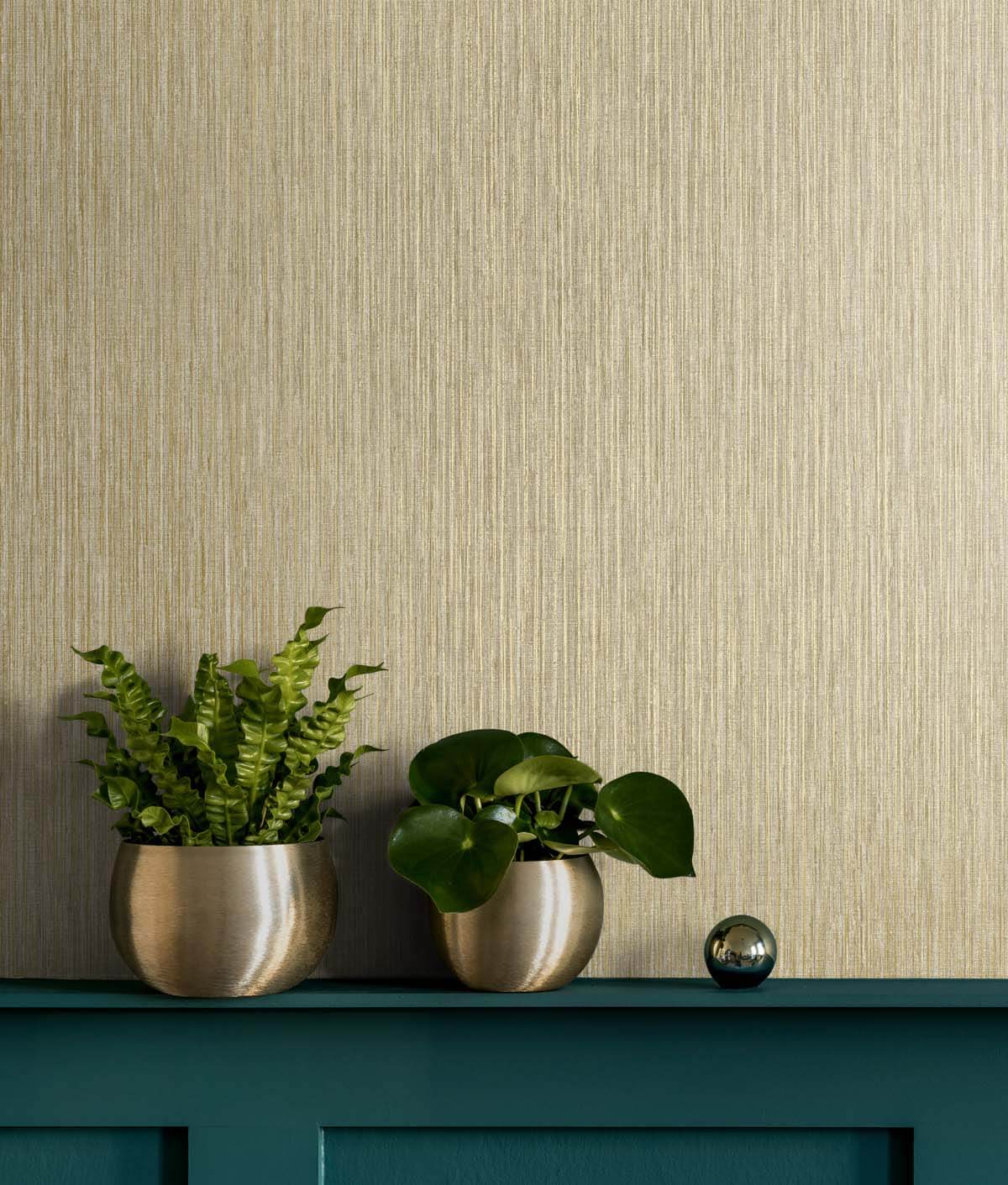 Seabrook Even More Textures Vertical Stria Wallpaper - Sand Dunes & Metallic Gold