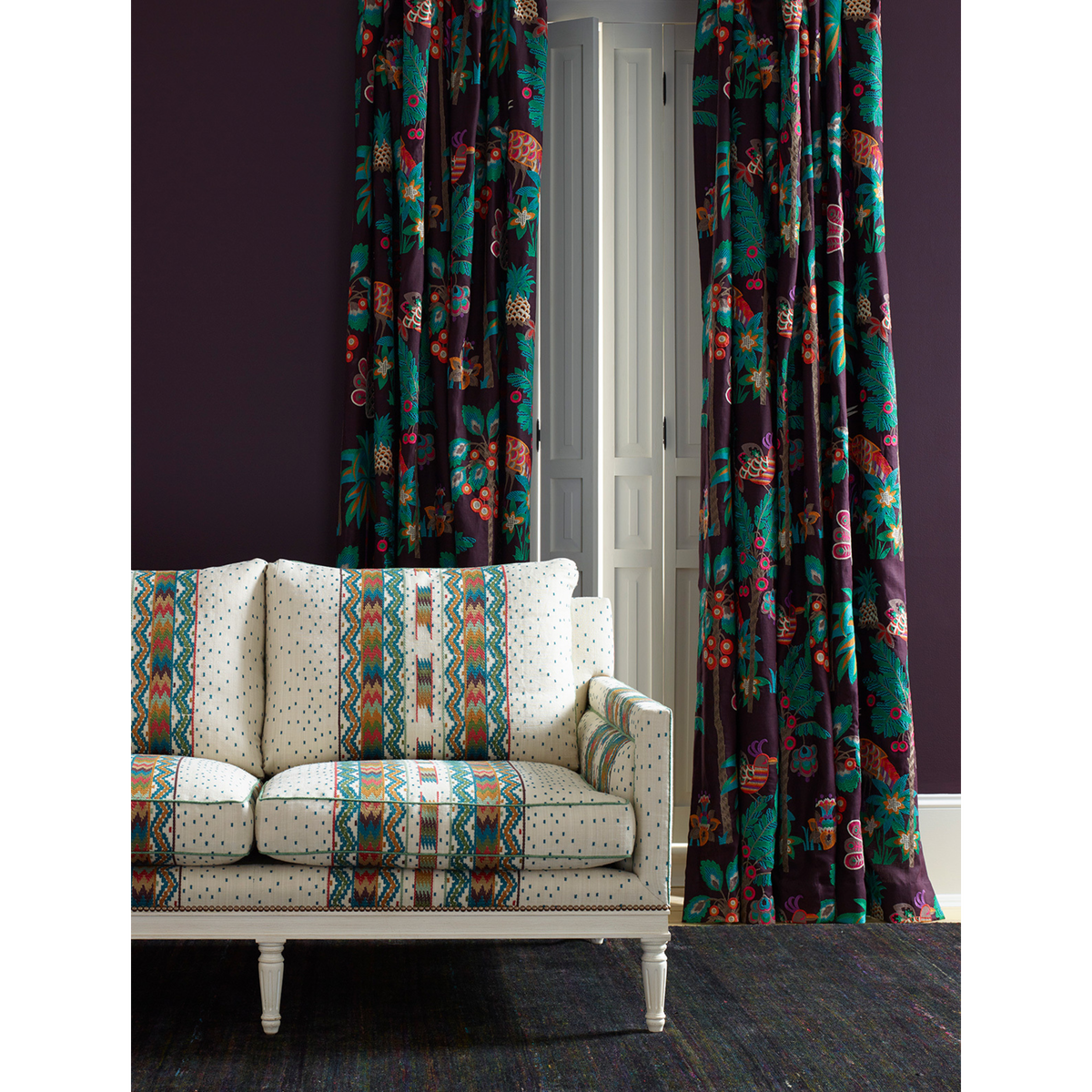 Talakona Stripe Fabric by Brunschwig & Fils in Red/Blue