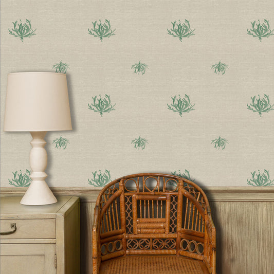 Thistle Grasscloth Wallpaper by Ferrick Mason in Green Grass