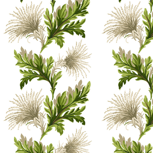 Thistle Wallpaper by Betsy Textiles in White