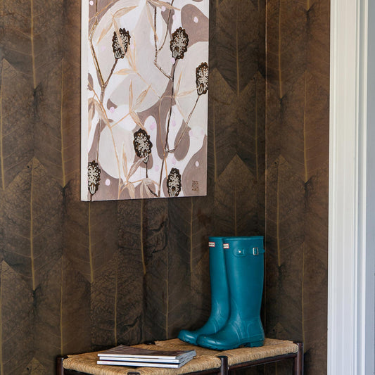 Tobacco Wallpaper by Ferrick Mason in Metallic Gold Dark Brown