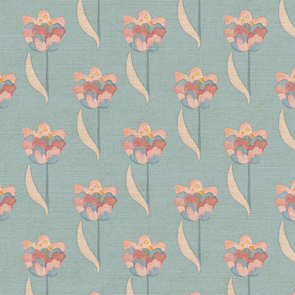 Tulips Fabric by Ottoline in Dreamy Blue