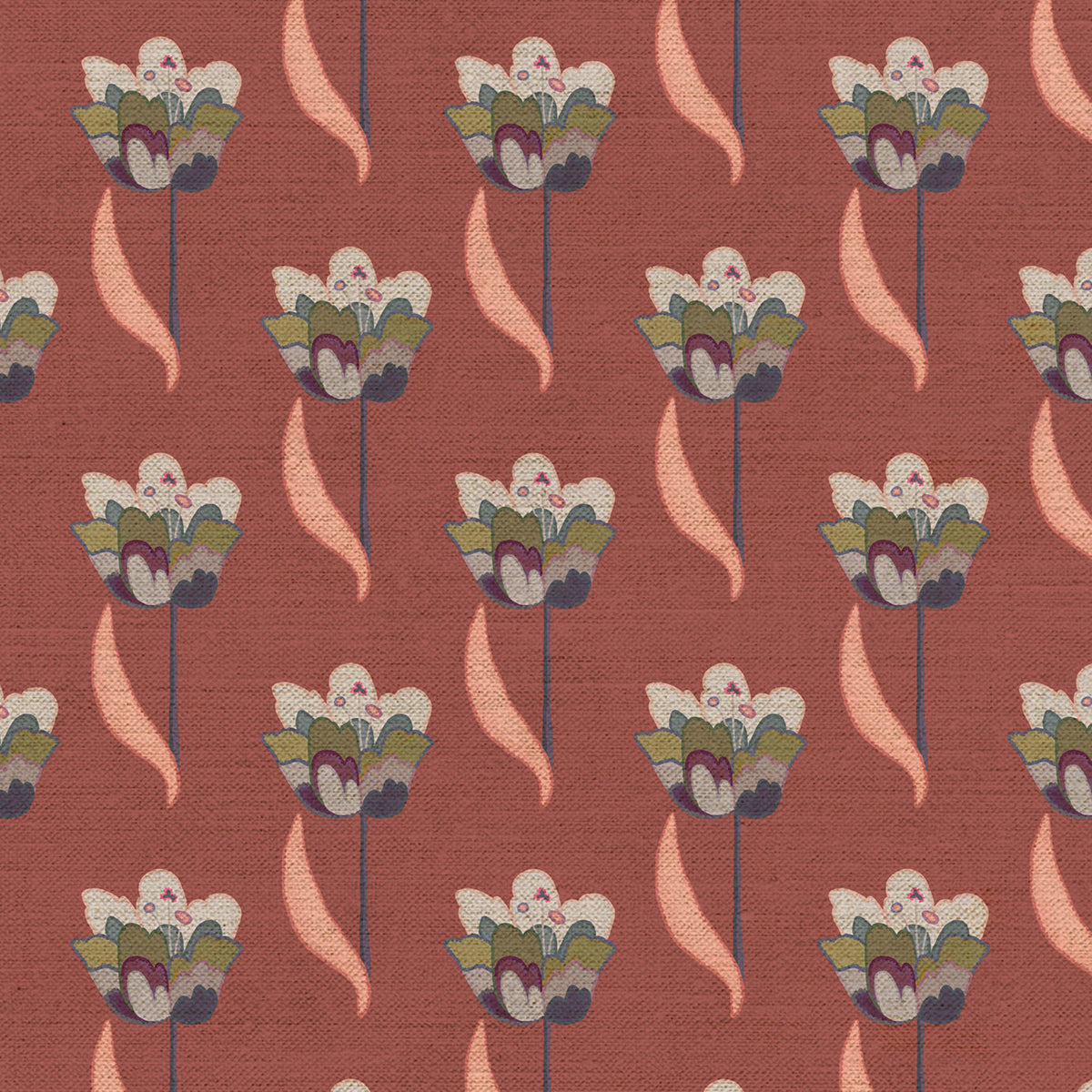 Tulips Fabric by Ottoline in Terra