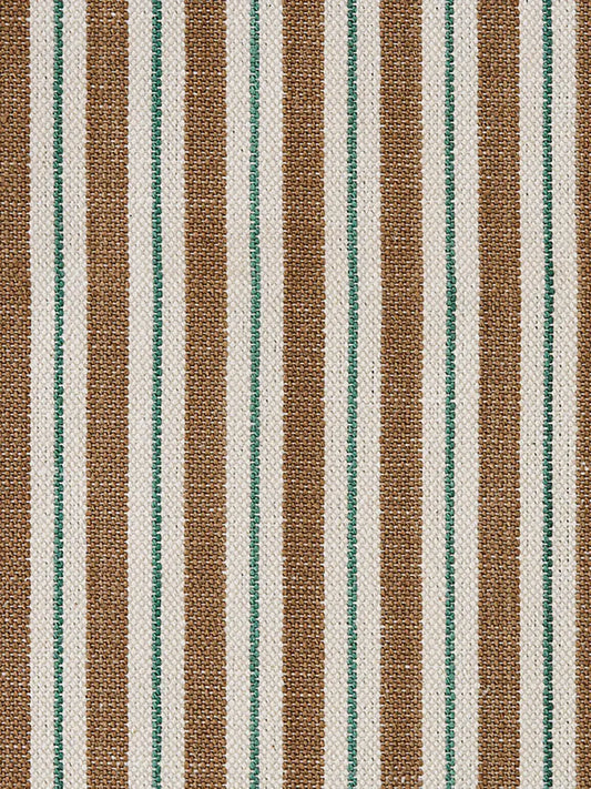 Two Tone Ticking Fabric by Studio Atkinson in Taupe & Aqua