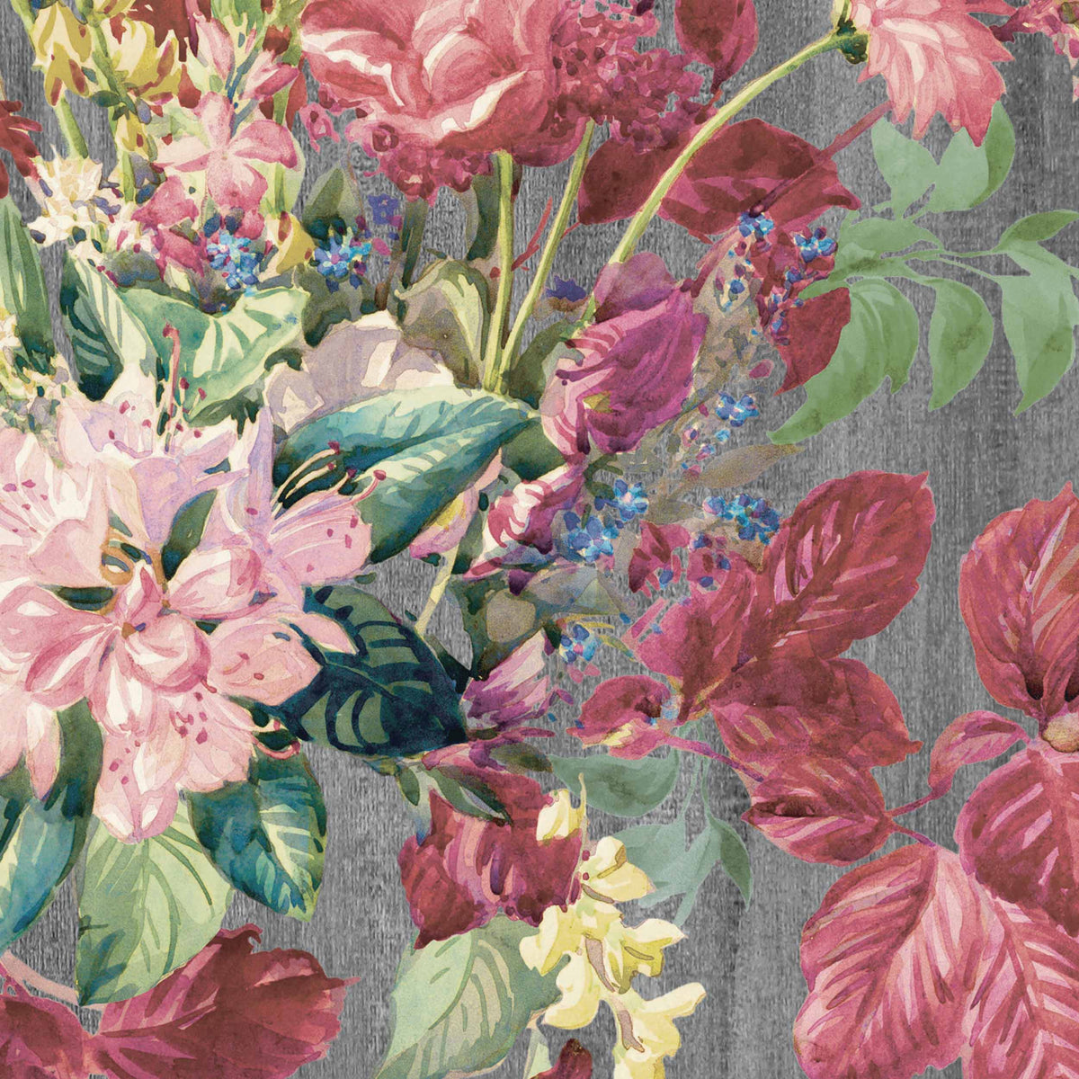 Eunoia' Watercolour Floral Wallpaper - Grey/Pink‚Äã