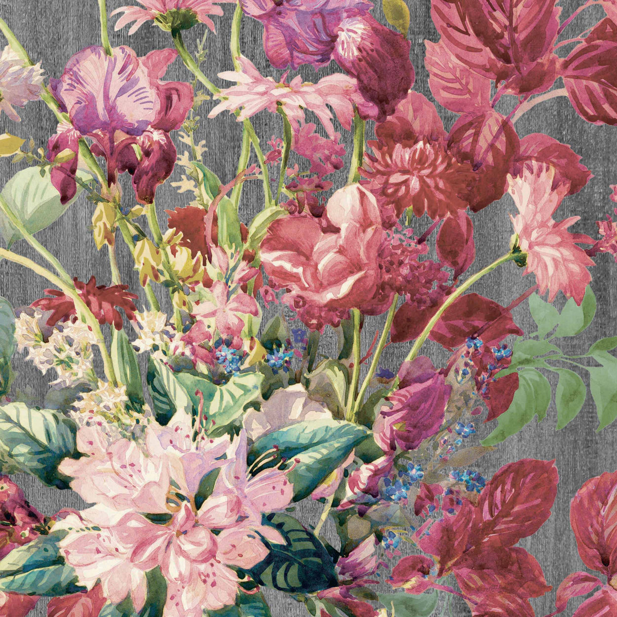 Eunoia' Watercolour Floral Wallpaper - Grey/Pink‚Äã