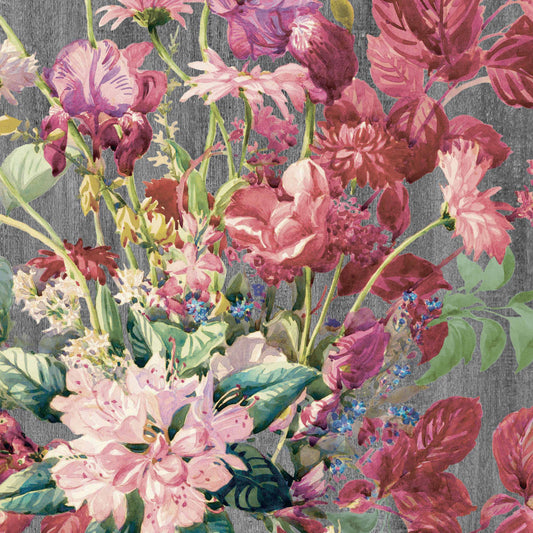 Eunoia' Watercolour Floral Wallpaper - Grey/Pink‚Äã