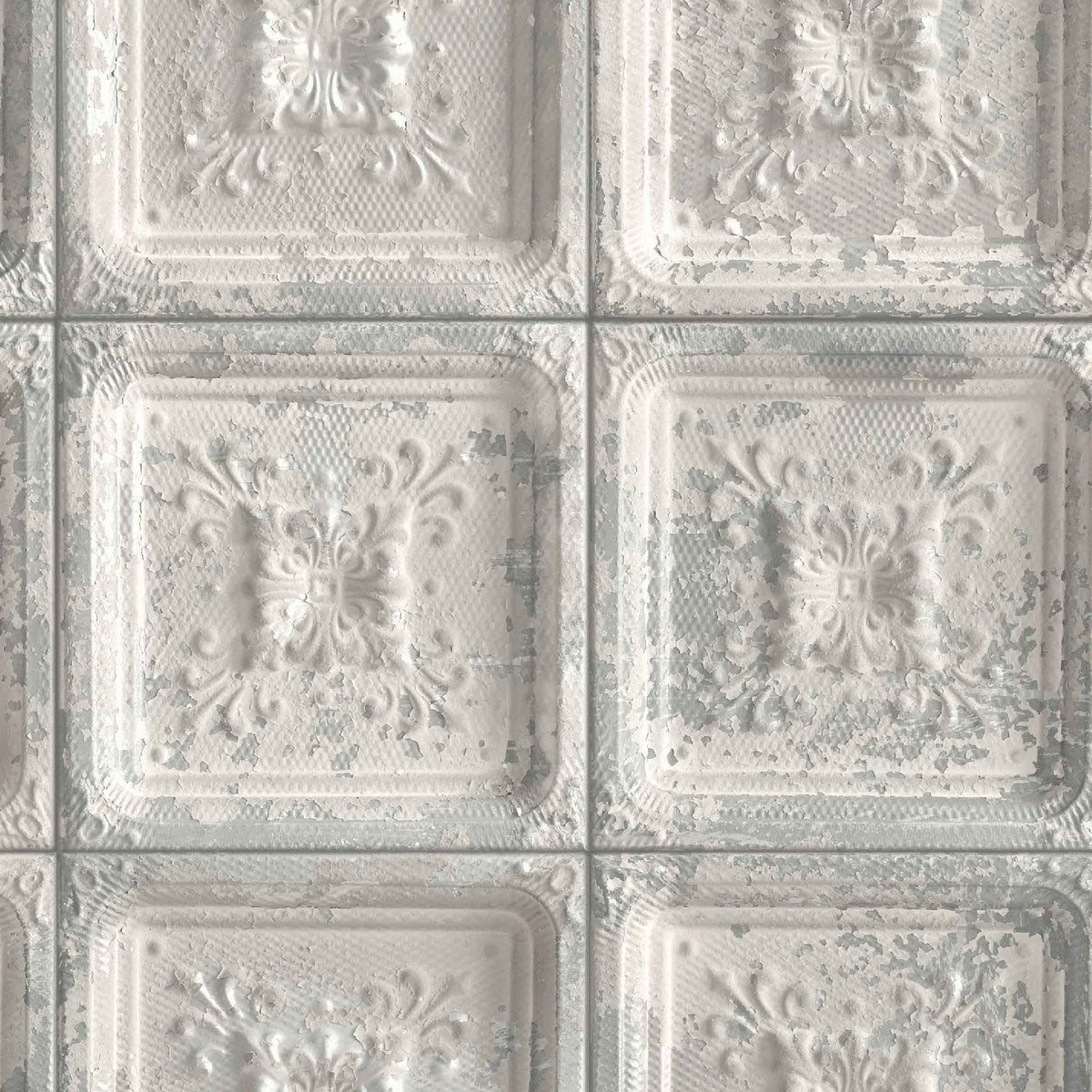 Waverly Tin Tiles Wallpaper In Grey by Woodchip & Magnolia