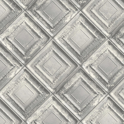 Gramercy Tin Tiles Wallpaper In Grey By Woodchip & Magnolia